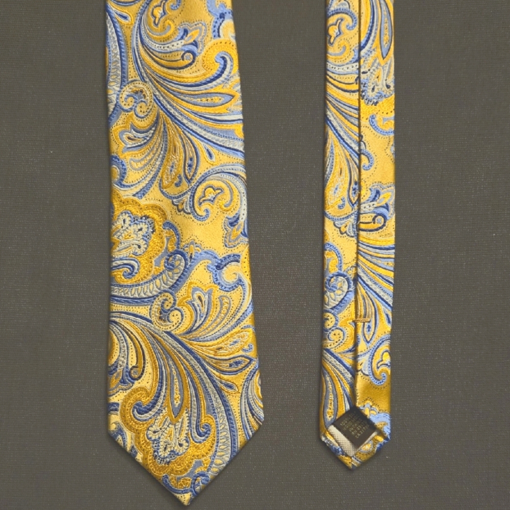 Tasso Elba Yellow/blue Paisley Silk Tie